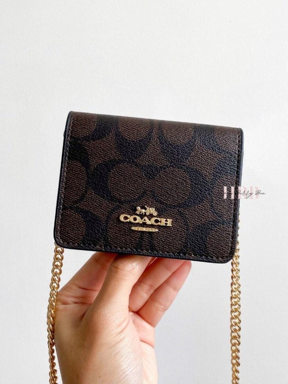 Coach Mini Wallet On A Chain In Signature Canvas Brown/Black 6650